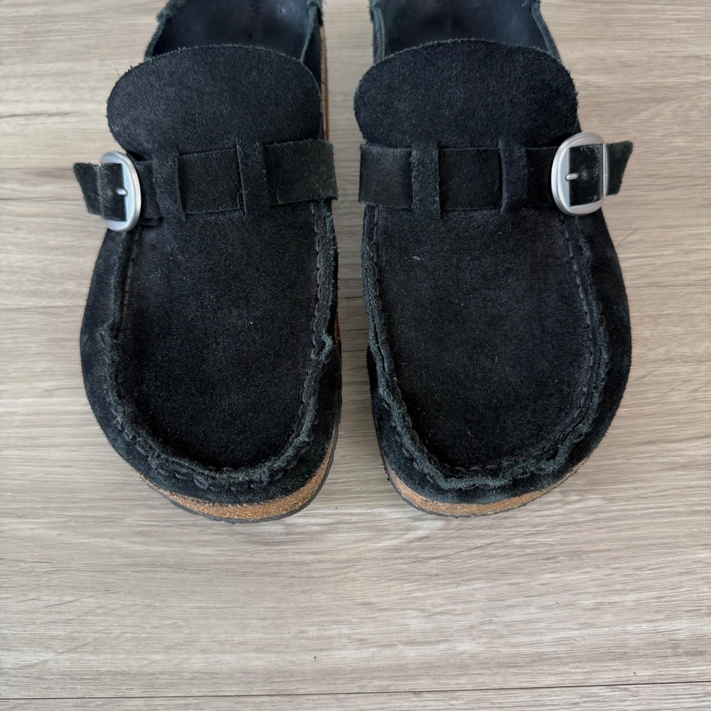 Birkenstock Black Buckley Suede Leather Clog Slip On Size EU40 US9 - Picture 5 of 11
